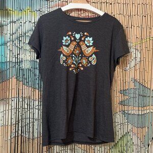 Air Waves Cotton Blend T-Shirt, Double Distelfink Folk Print, Grey, XL